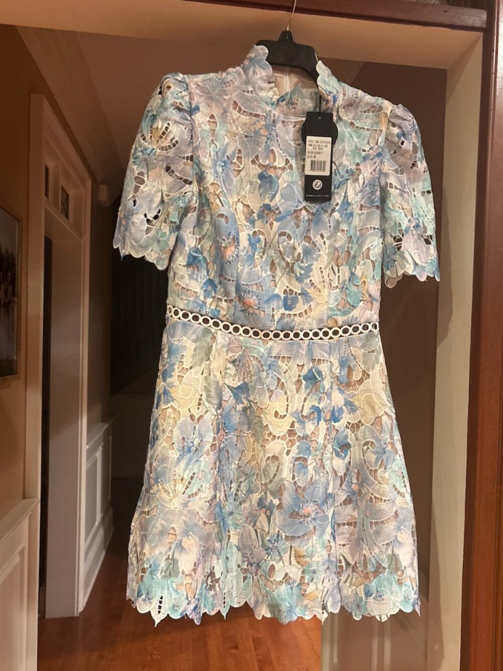 Kalissa A-Line Mini Dress in Blue Floral - M / Blue